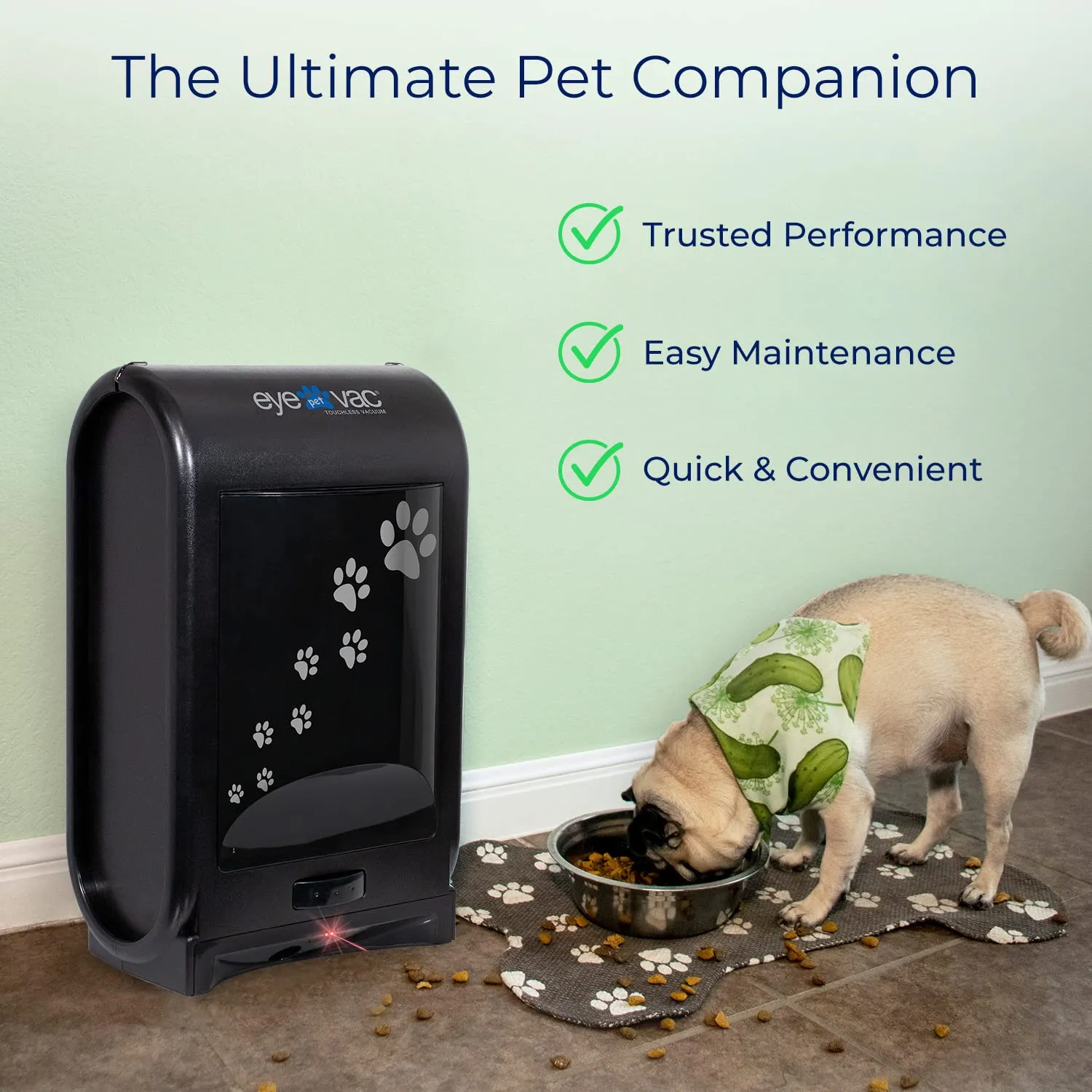 EyeVac Touchless Automatic Pet Vacuum - Powerful 1400W Bagless Canister for Pet Hair and Dirt