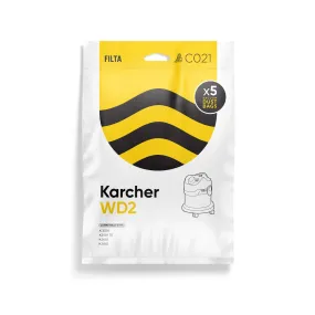 Filta Karcher WD2 Vacuum Bags, 5 Pack