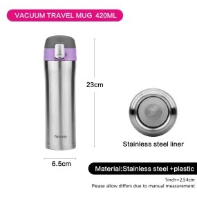 Fissman Double Wall Vacuum Water Bottle Silver/Purple/Black 420ml