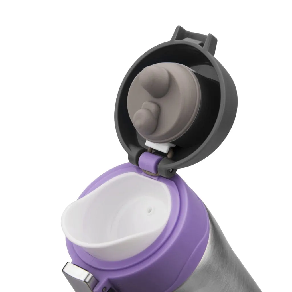 Fissman Double Wall Vacuum Water Bottle Silver/Purple/Black 420ml