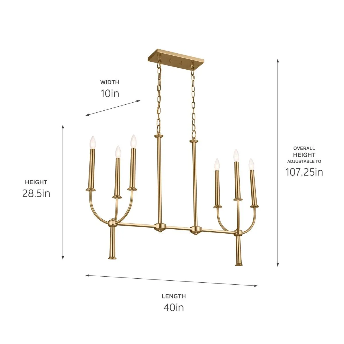 Florence 40 in. 6 Lights Chandelier Brushed Brass finish