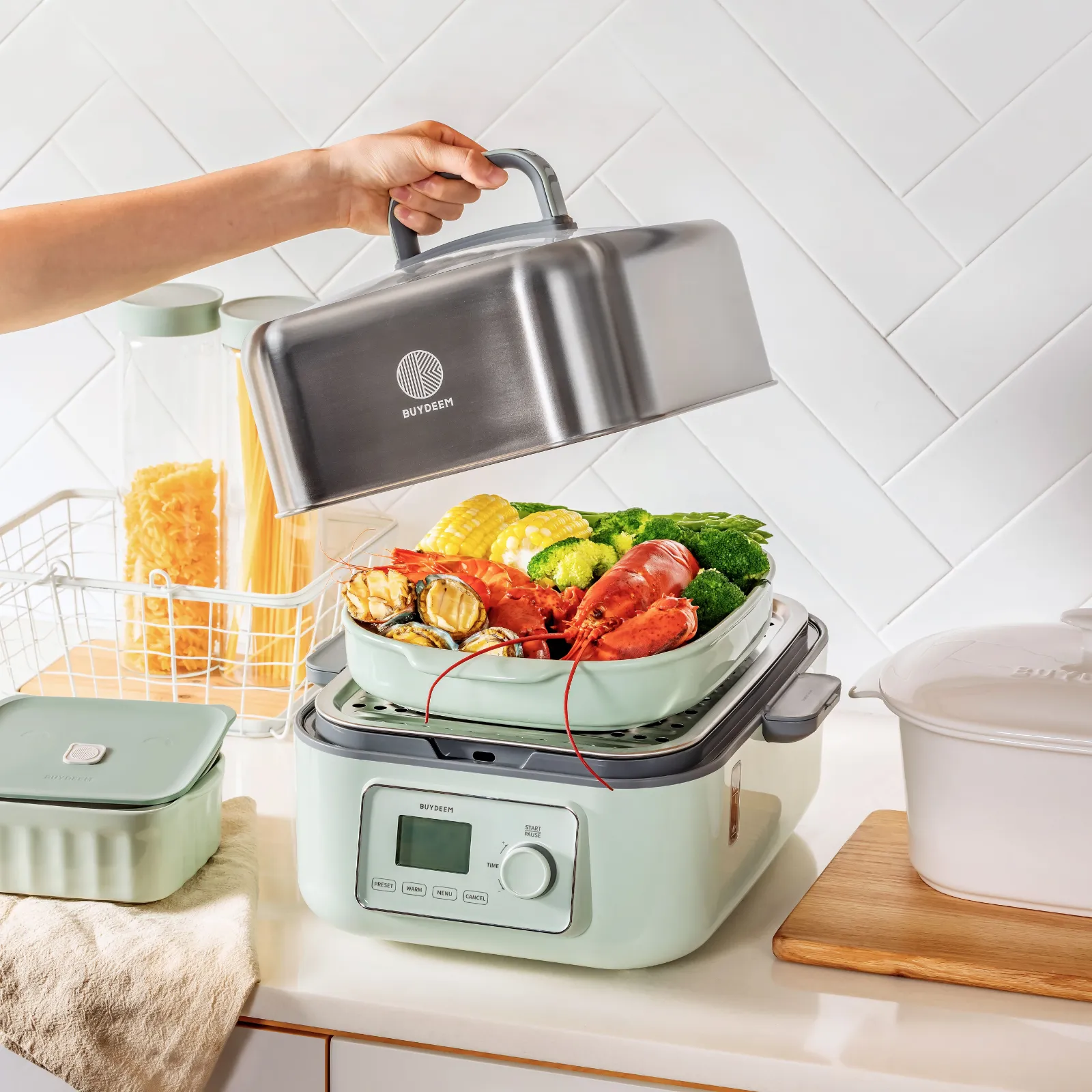 G67 Electric Food Steamer with Nonstick Saucepan- Bundle Offer