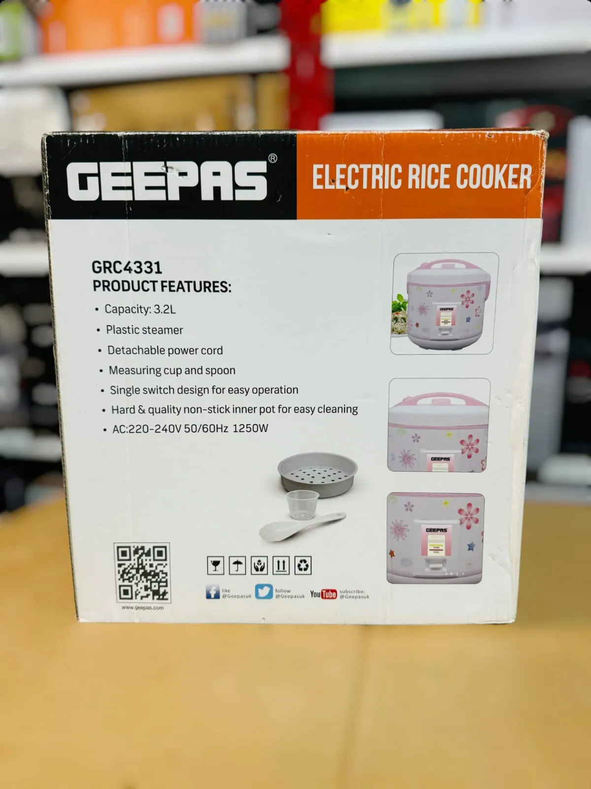 Geepas 3.2L Electric Rice Cooker GRC4331