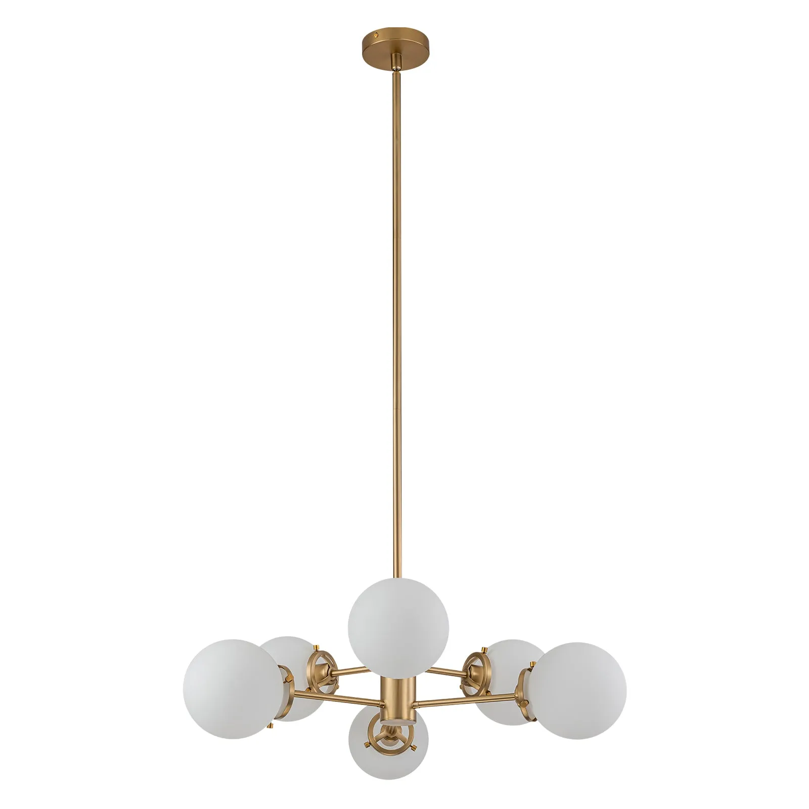 Glowlings 6-Light Modern Brass Opal Glass Bubble Sputnik Chandelier/Semi-Flush Mount