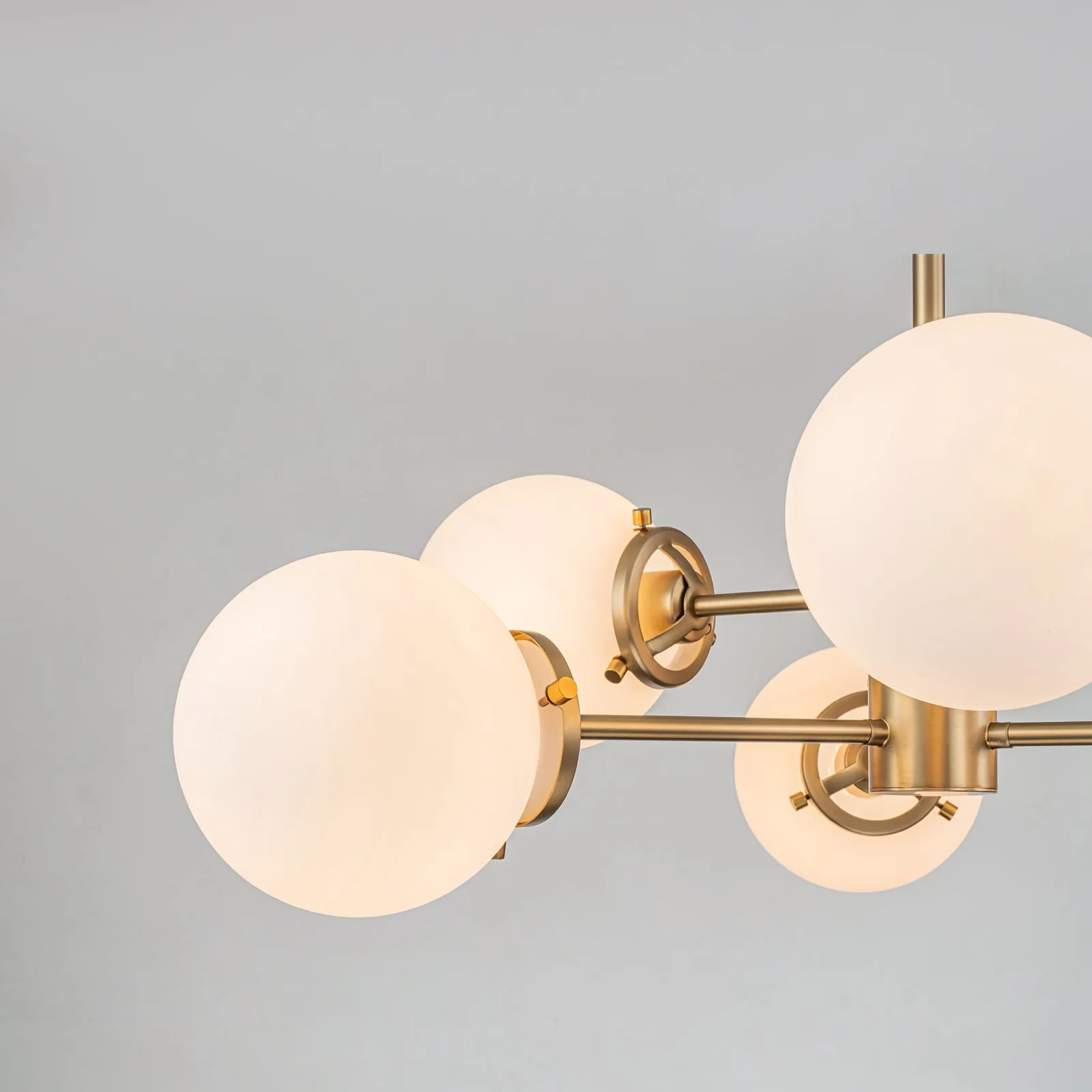 Glowlings 6-Light Modern Brass Opal Glass Bubble Sputnik Chandelier/Semi-Flush Mount