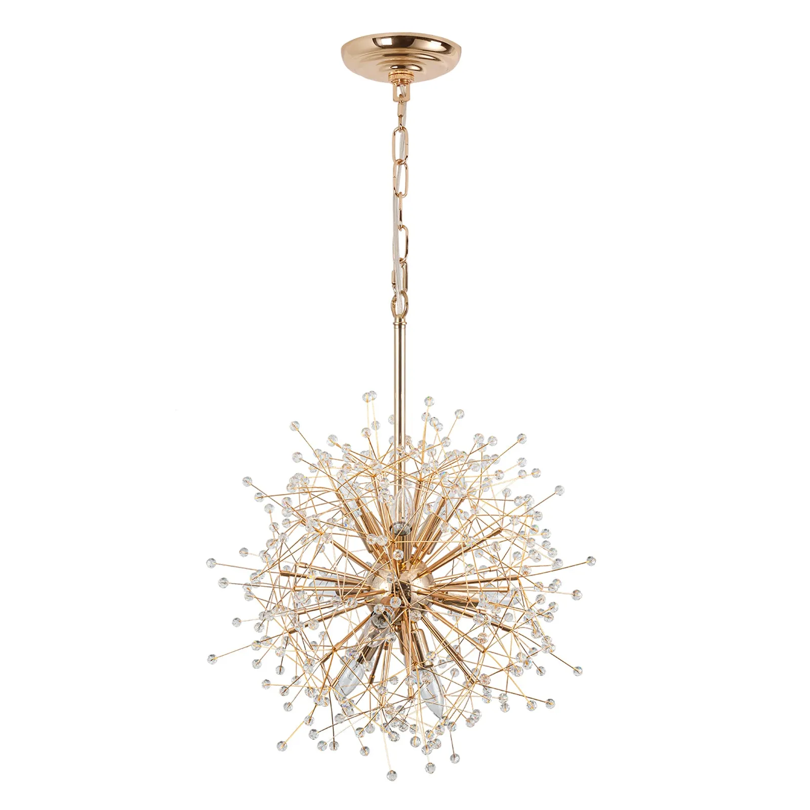 Glowlings 9-Light French Dandelion Shape Gold Crystal Sputnik Sphere Chandelier