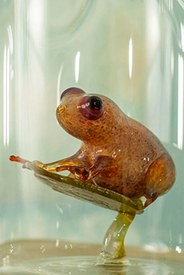 Handblown Glass Orange Frog Carafe, 24.5cm