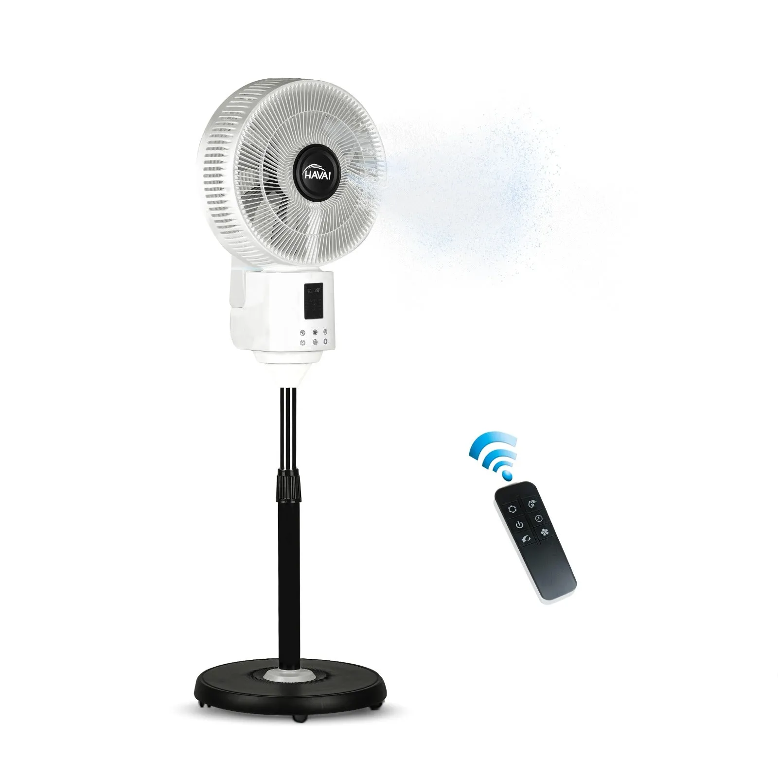 HAVAI BLU X BLDC Mist Pedestal Fan – 16” Residential BLDC Mist Fan|Low Noise|Remote and Touch Enabled|2.2 Litre Detachable Tank | Installation Included (White, Pack of 1)