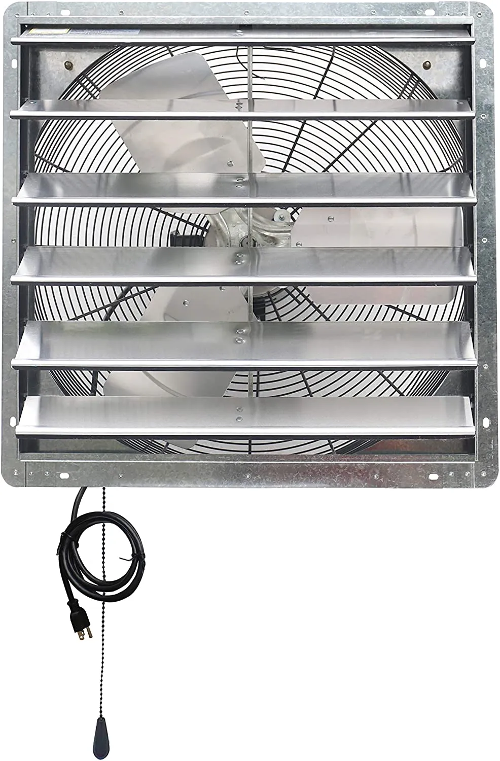 ILG8SF24V-T - iLiving 24 inch Shutter Exhaust Attic Garage Grow Fan, Ventilation fan with 2 Speed Thermostat 6 Foot Long 3 Plugs Cord