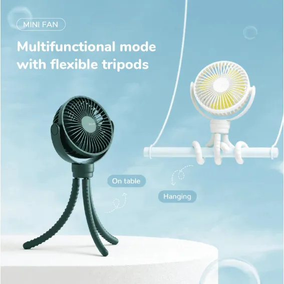 JISULIFE FA24 Mini Octopus Fan / Baby-Friendly / Flexible Tripods / 4000mAh Battery / 4 Wind Speed / 360°Rotation