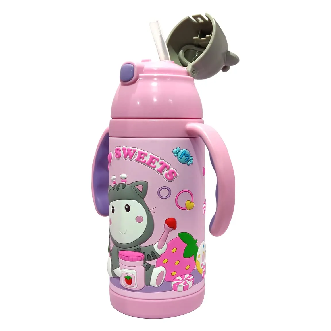 Kids Vacuum Bottle (PINKAH)3D Cap & Cartoon Design | 380ml - Pepa pink