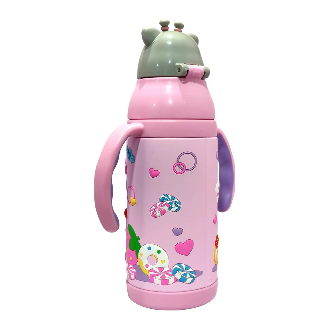 Kids Vacuum Bottle (PINKAH)3D Cap & Cartoon Design | 380ml - Pepa pink