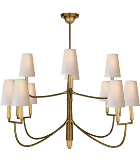 Large Farlane Chandelier, Antique Brass