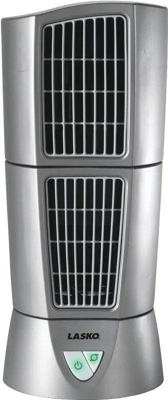 Lasko Wind Tower 4910 Desktop Tower Fan, 120 V, 3-Speed, 114 cfm Air, Platinum :EA: QUANTITY: 1