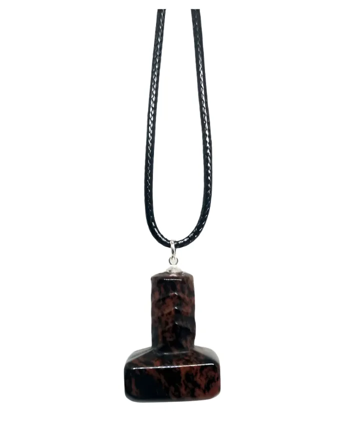 Mahogany Obsidian Crystal Mjölnir Pendant Necklace