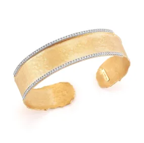 Matte Hammered Narrow Cuff with Diamonds