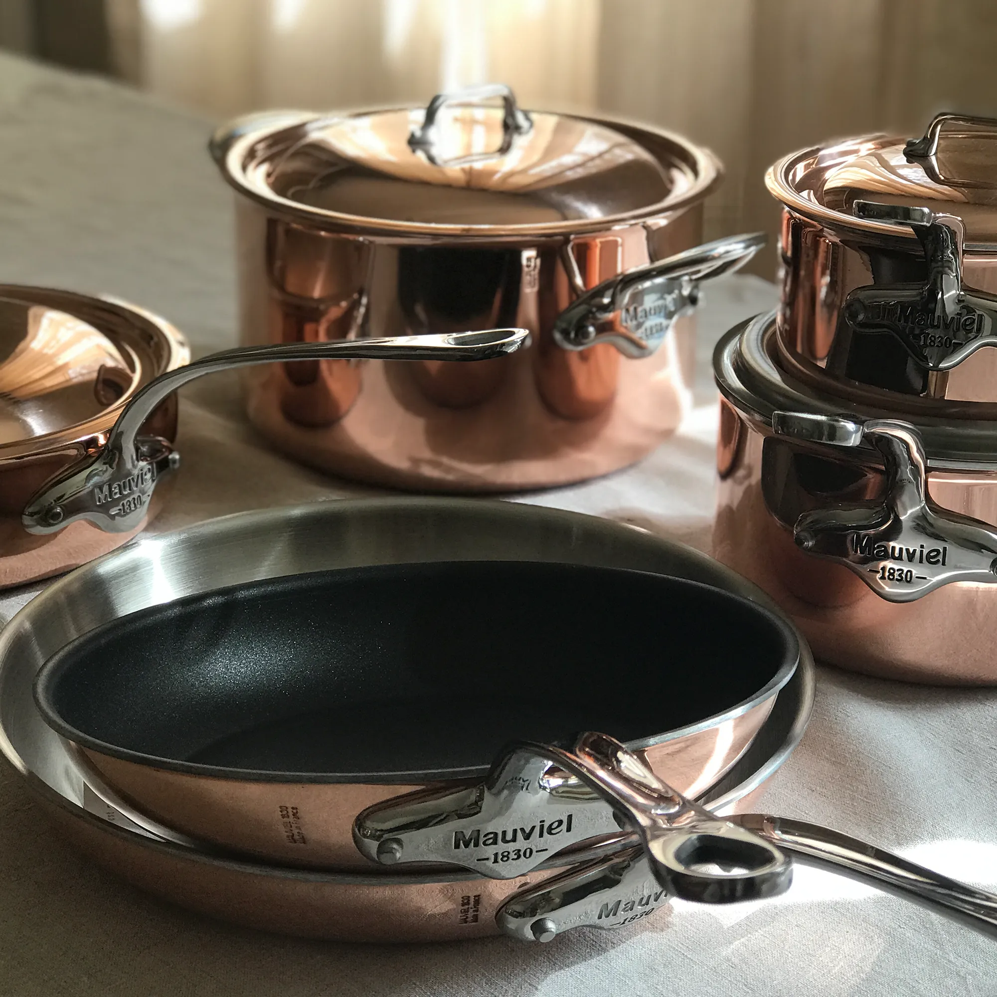 Mauviel M’6 S Induction Copper 3-Piece Sauce Pan Set With Cast Stainless Steel Handles