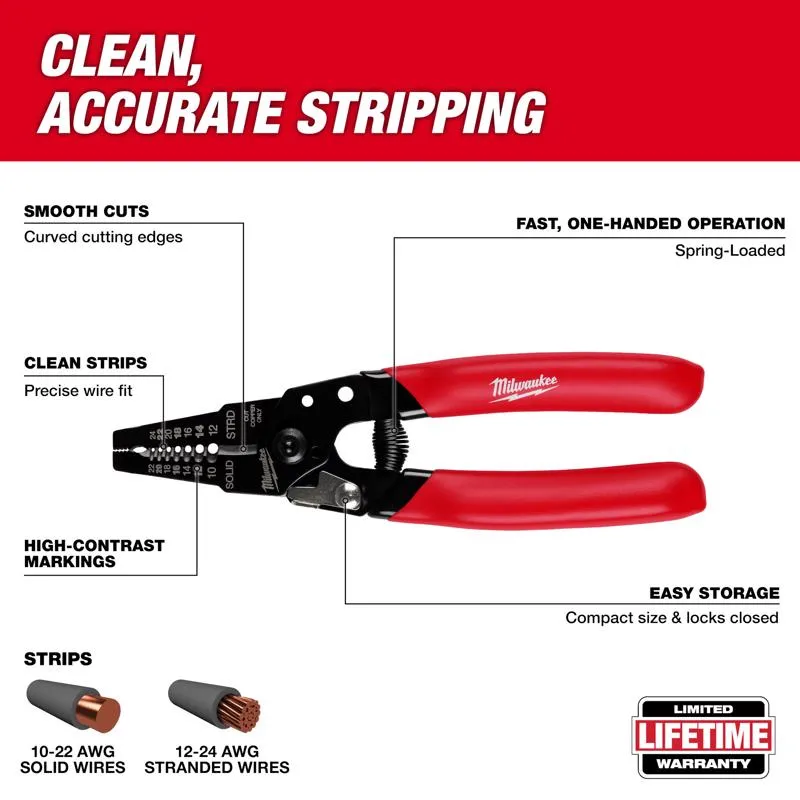 Milwaukee 24 AWG 1.94 in. L Wire Stripper/Cutter