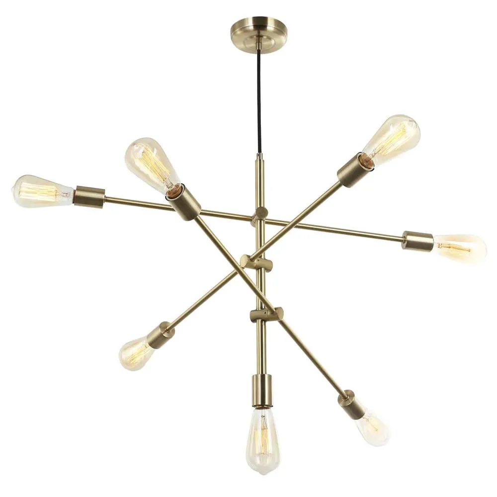 Modern Contemporary Mid Century Biophilic Adjustable Pendant, Aged Brass