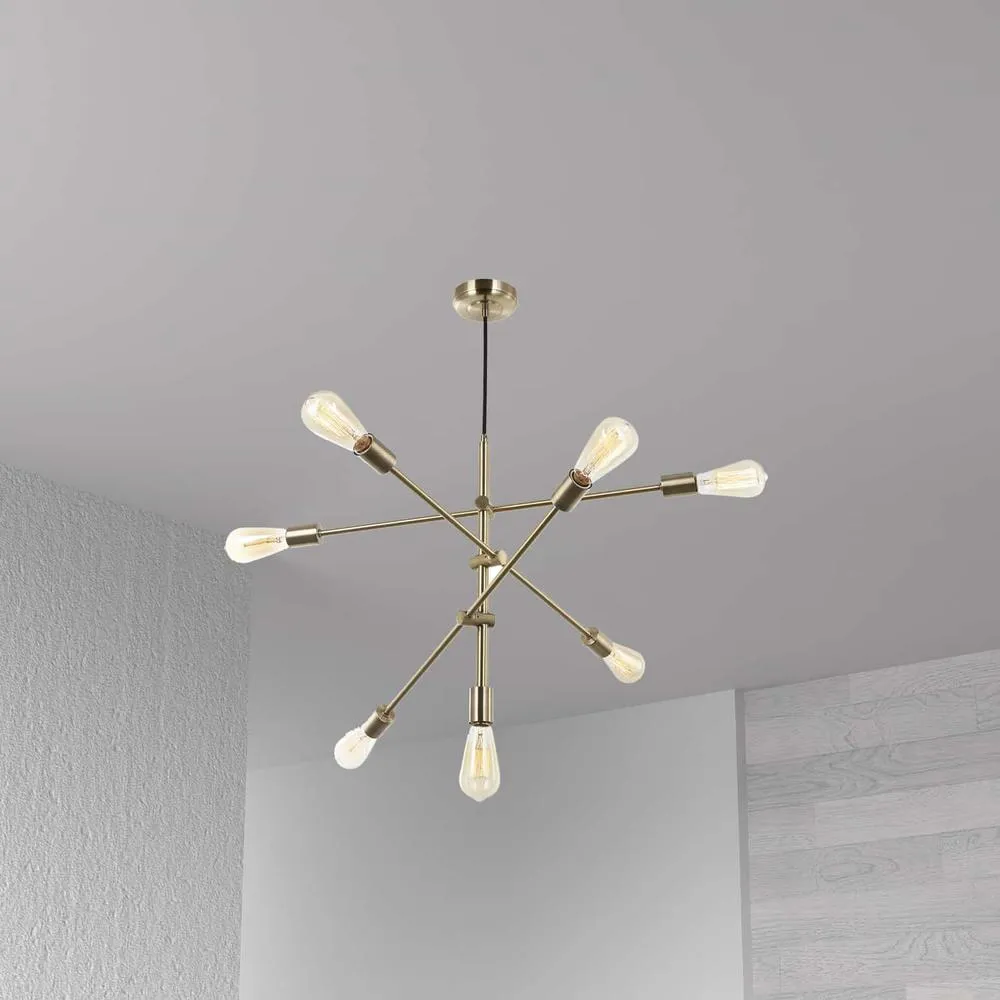 Modern Contemporary Mid Century Biophilic Adjustable Pendant, Aged Brass