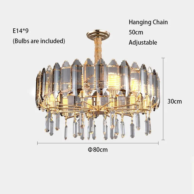 Modern Dimmable LED Chandeliers - Black Gray Crystal Lustres for Bedroom Decor & Ceiling Home Decoration