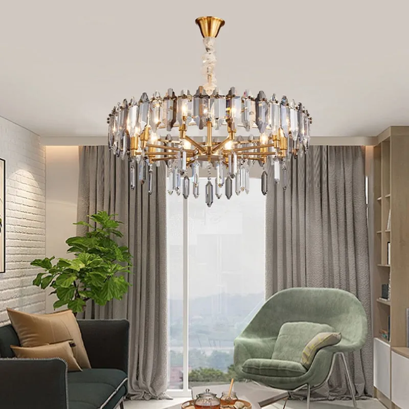 Modern Dimmable LED Chandeliers - Black Gray Crystal Lustres for Bedroom Decor & Ceiling Home Decoration