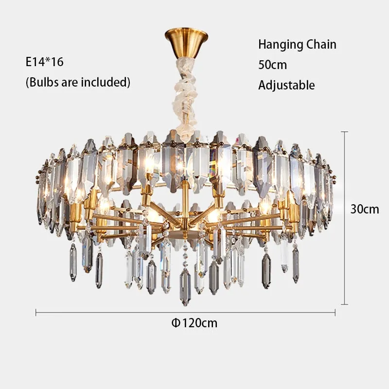 Modern Dimmable LED Chandeliers - Black Gray Crystal Lustres for Bedroom Decor & Ceiling Home Decoration