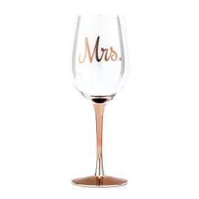 Mrs. Metallic Rose Gold Stemmed 18 Oz. Wine Glass