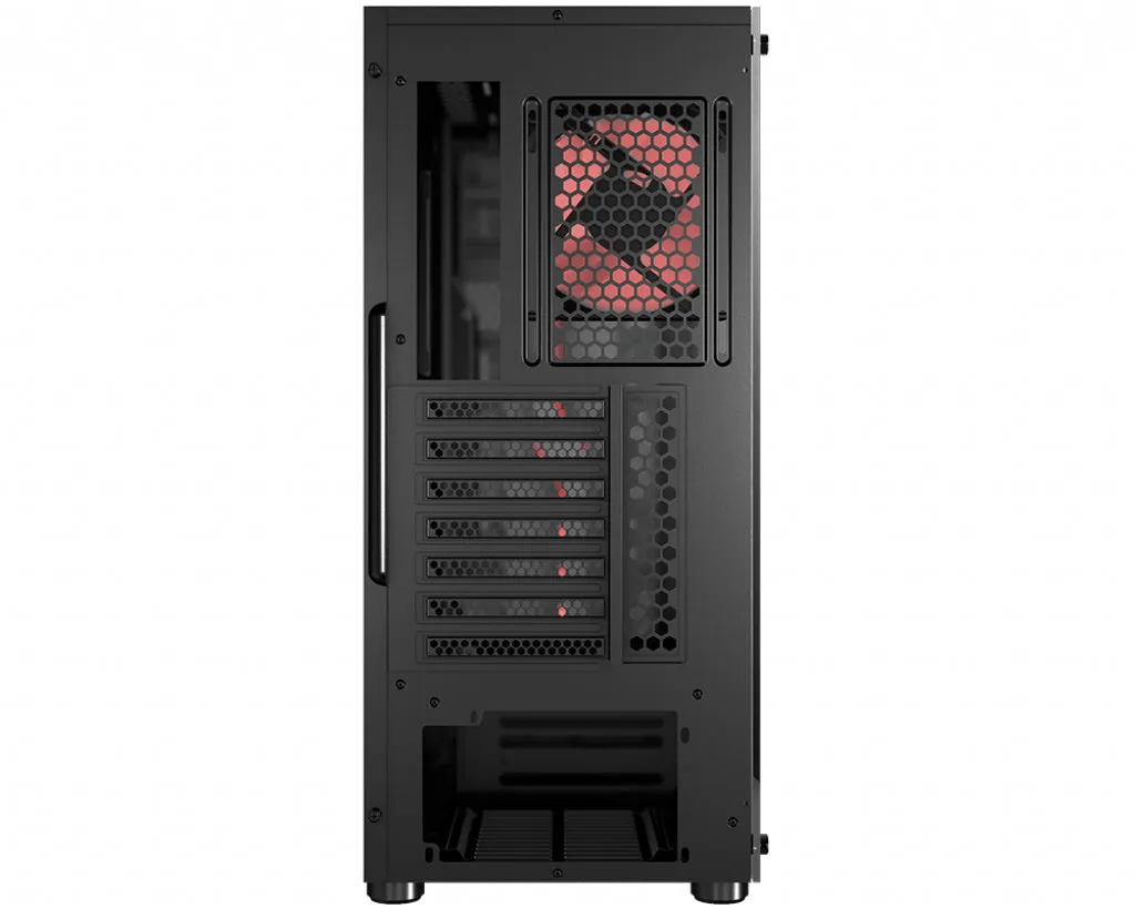 Msi Mag Vampiric 010 Mid Tower Gaming Computer Case 'Black, 1X 120Mm Argb Fan, Mystic Light Sync, Tempered Glass Panel,