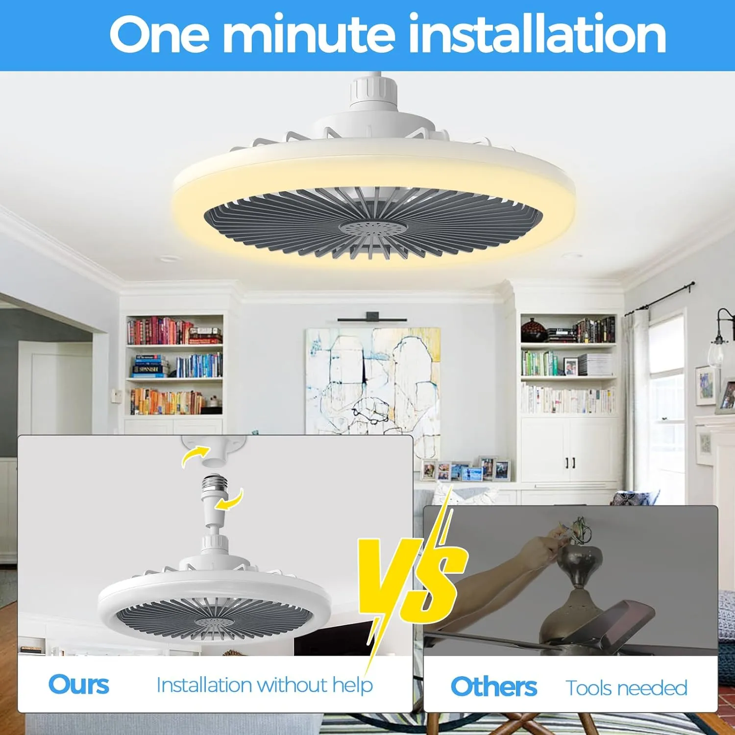 (NET) Socket Ceiling Fan with Light