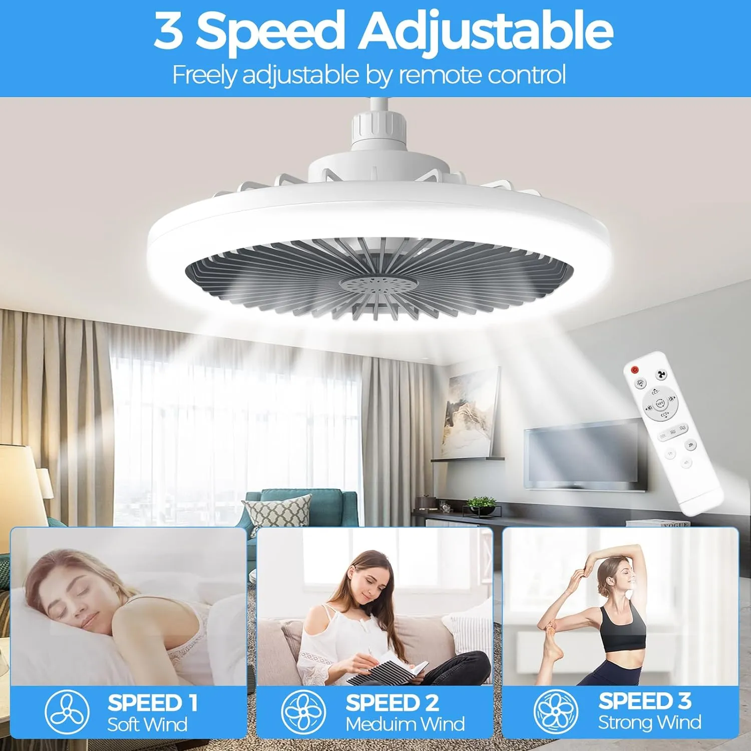 (NET) Socket Ceiling Fan with Light