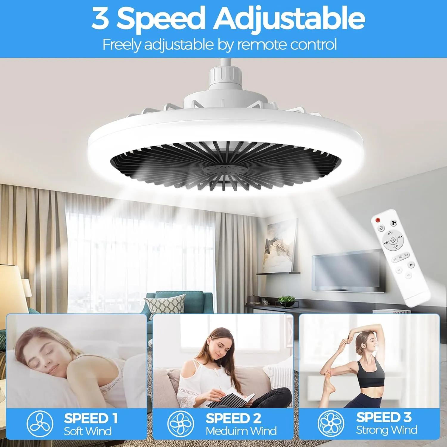 (NET) Socket Ceiling Fan with Light