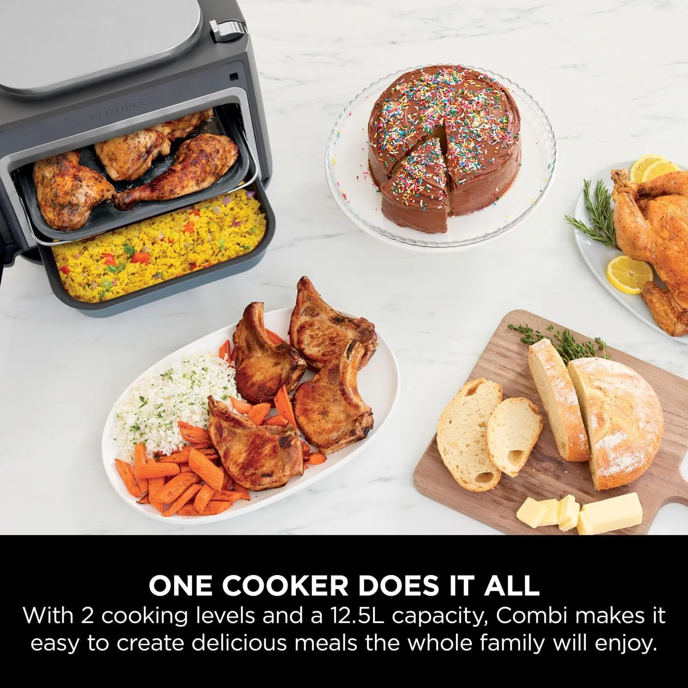 Ninja Combi 12-In-1 All-in-One Multi-Cooker, Air Fry, Bake, Sauté, Steam, Slow Cook & More | SFP700UK