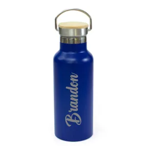 Personalised Vacuum Cannister Bamboo Lid 600ml - Blue