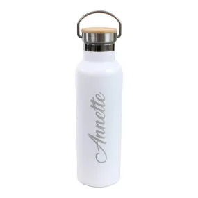 Personalised Vacuum Cannister Bamboo Lid 600ml-White