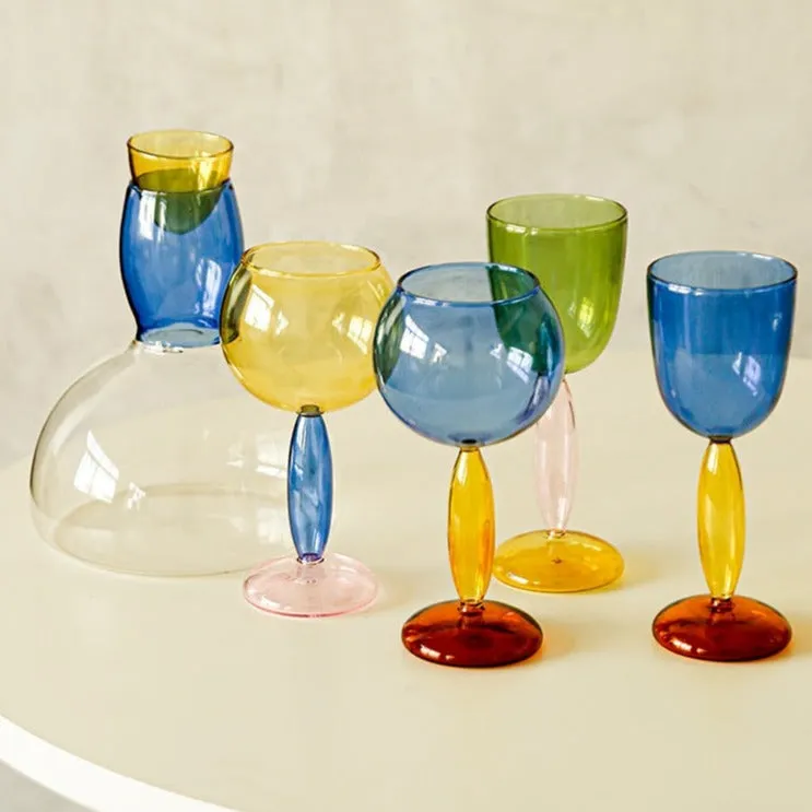 Phillips Colored Glass Goblet & Decanter