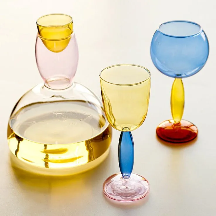 Phillips Colored Glass Goblet & Decanter