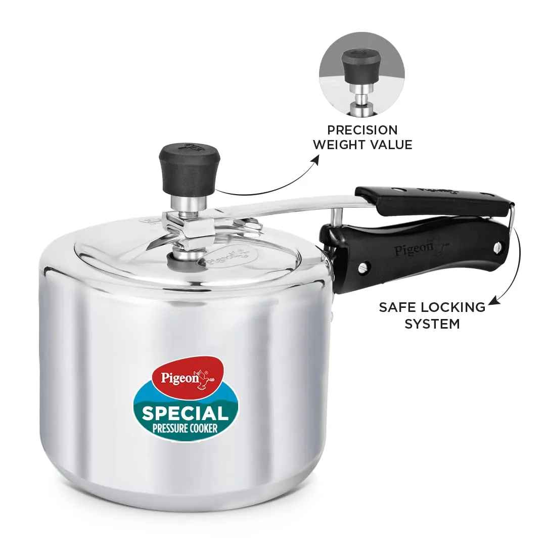 Pigeon by Stovekraft 12261 Induction Base Inner Lid Aluminium Pressure Cooker, 3L, Silver