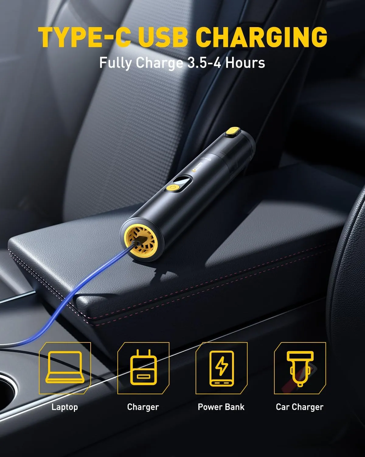 Portable Cordless Car Vacuum 14000Pa, 2-in-1 Handheld Blow & Suction, for Car, Home, Pet, Office