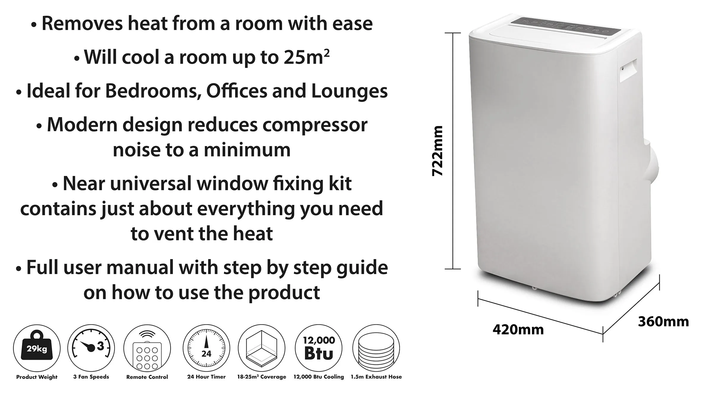 Prem-I-Air 12,000 BTU Portable Local Air Conditioner With Remote Control EH1924