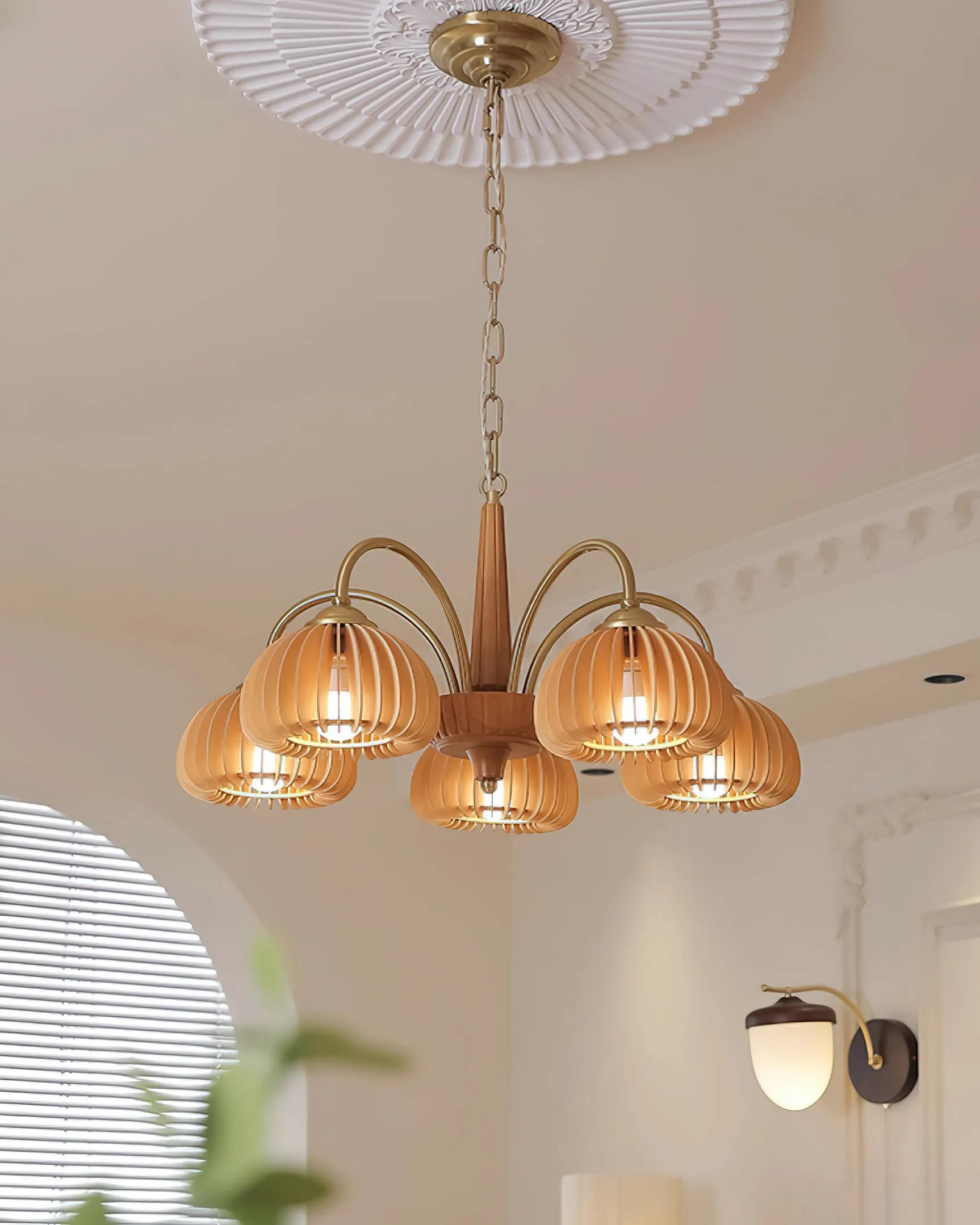 Pumpkin Wooden Chandelier