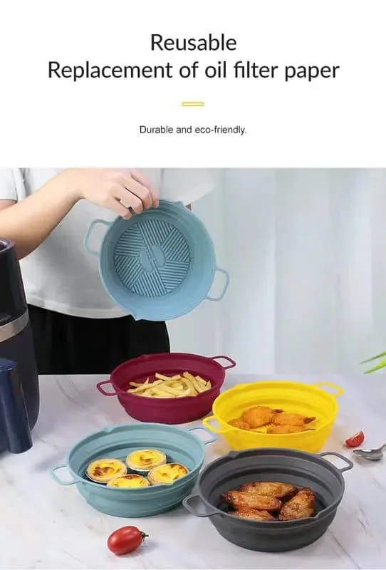 Reusable Air Fryer Mat Silicone Liner Non Stick Silicone Baking Pan Sustainable Silicone Pot Basket