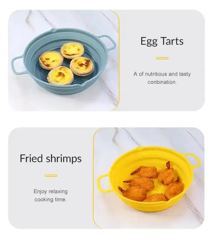 Reusable Air Fryer Mat Silicone Liner Non Stick Silicone Baking Pan Sustainable Silicone Pot Basket