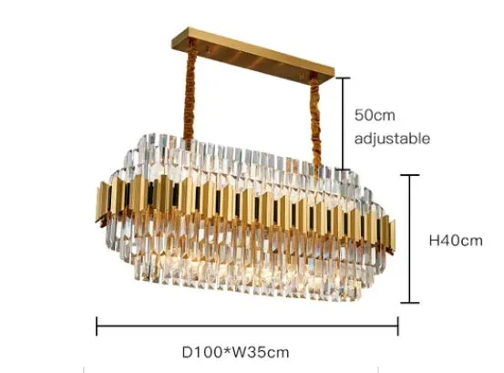 RISETTE Gold Crystal Linear Chandelier