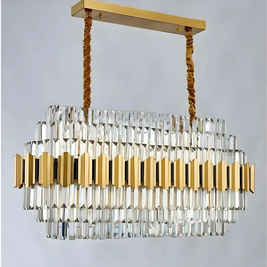 RISETTE Gold Crystal Linear Chandelier