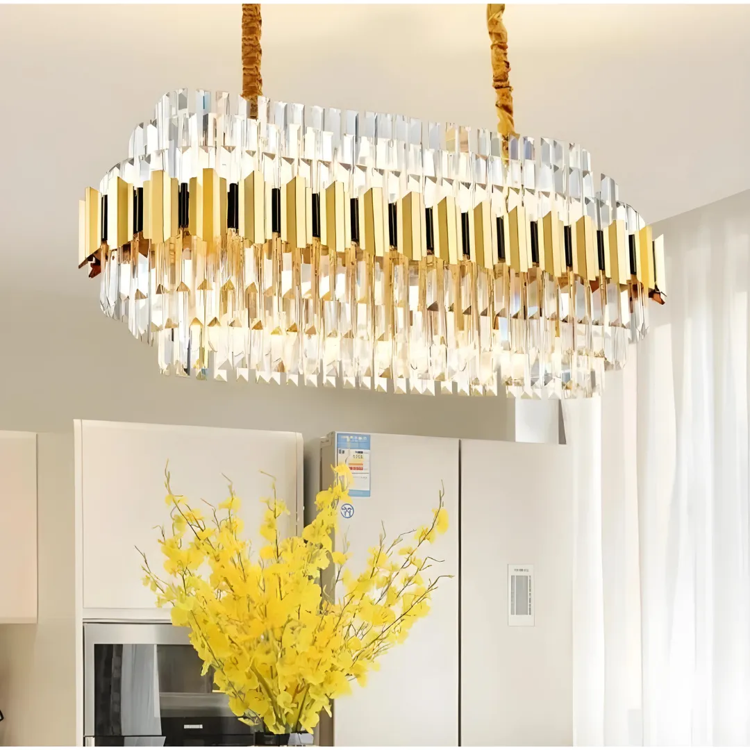 RISETTE Gold Crystal Linear Chandelier