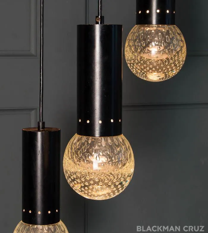 Sarfatti Triple Pendant Bubble Fixture, Italy 1955 (large canopy)