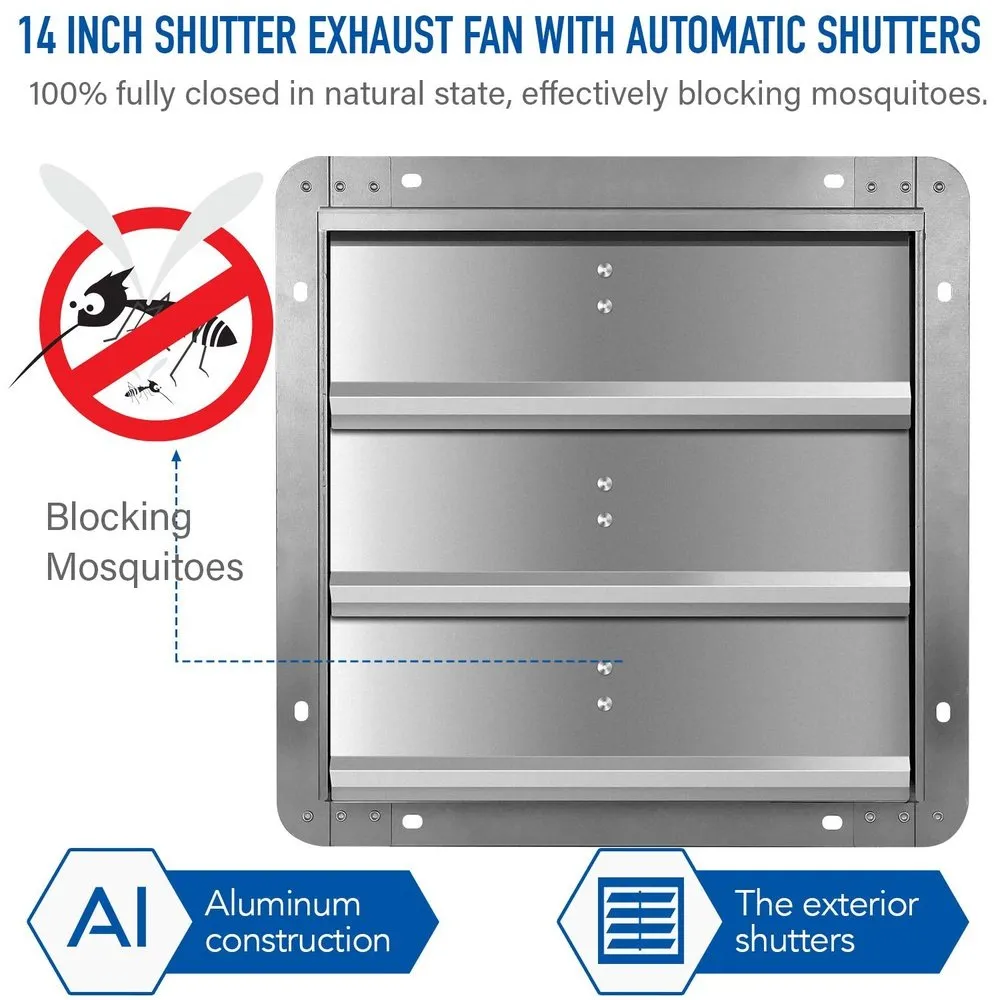 Shutter Exhaust Fan Aluminum 16inch