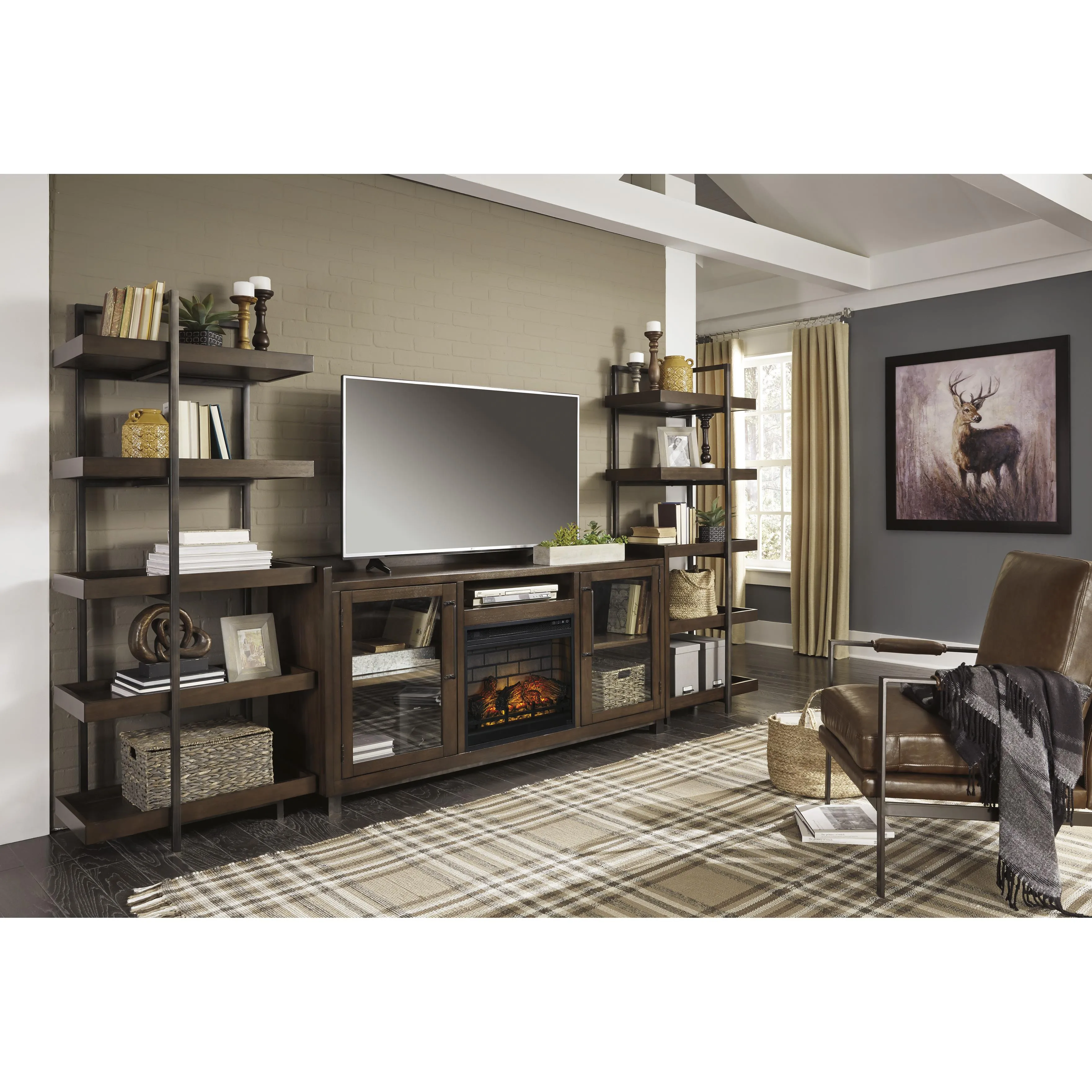 Signature Design by Ashley Starmore W633W6 3 pc Wall Unit with Electric Fireplace