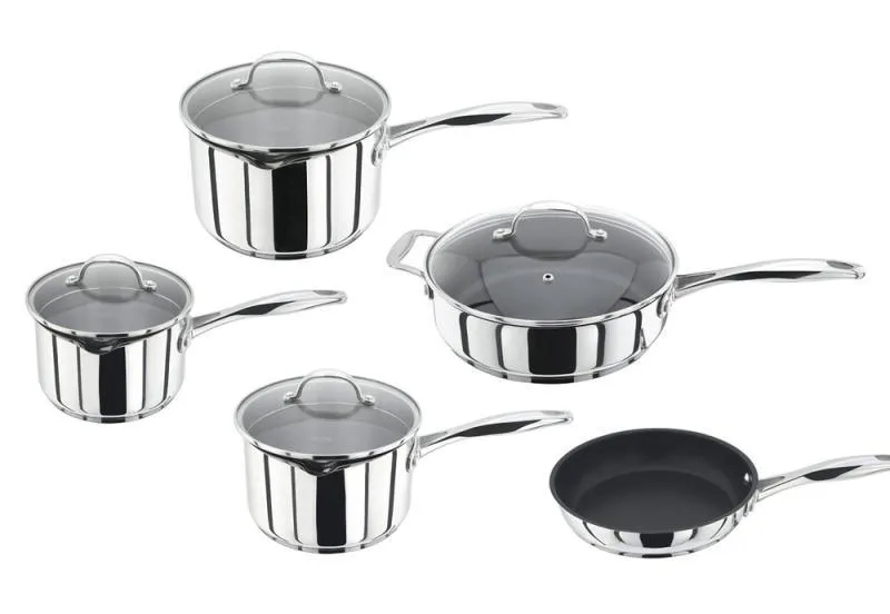 Stellar 7000 Stainless Steel 5 Piece Draining Lid Pan Set